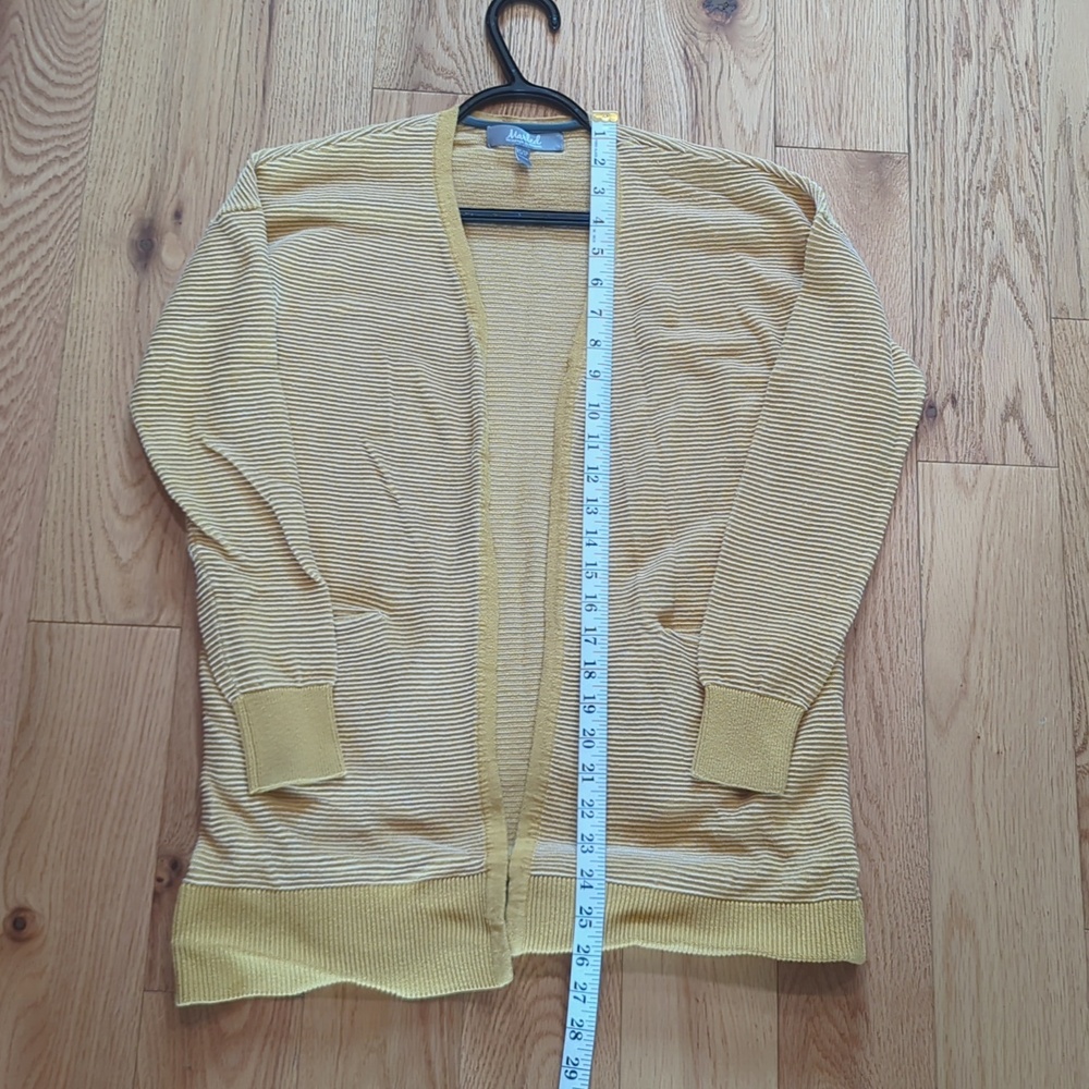 Marled Reunited. Open-Front Ribbed Cardigan In Yellow. Size XS. - Picture 8 of 9